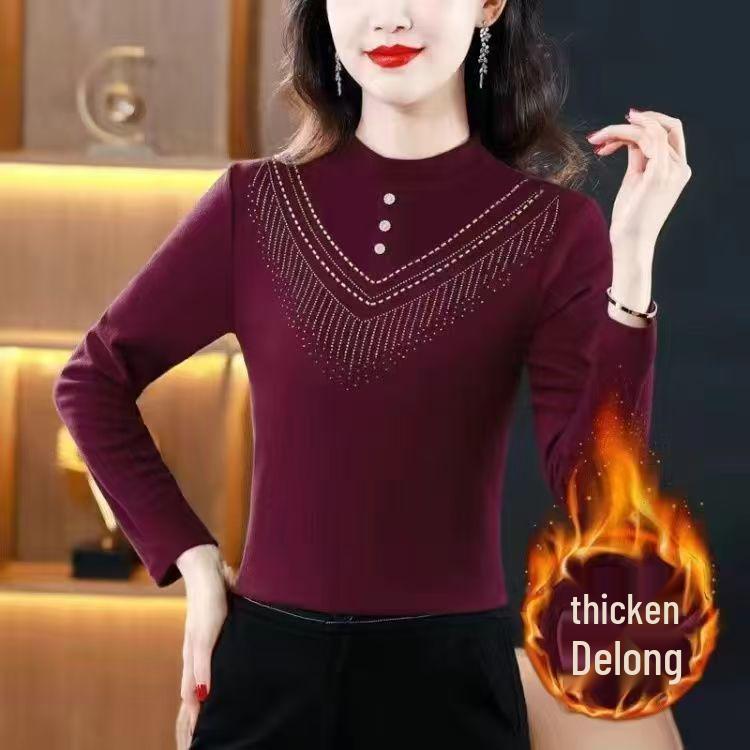 Autumn/Winter Half-High Collar Fleece Long-Sleeve T-shirt for Middle-Aged and Elderly Women: Stylish, Warm Base Layer XL
Autumn/Winter Half-High Collar Fleece Long-Sleeve T-shirt for Middle-Aged and Elderly Women: Stylish, Warm Base Layer XL