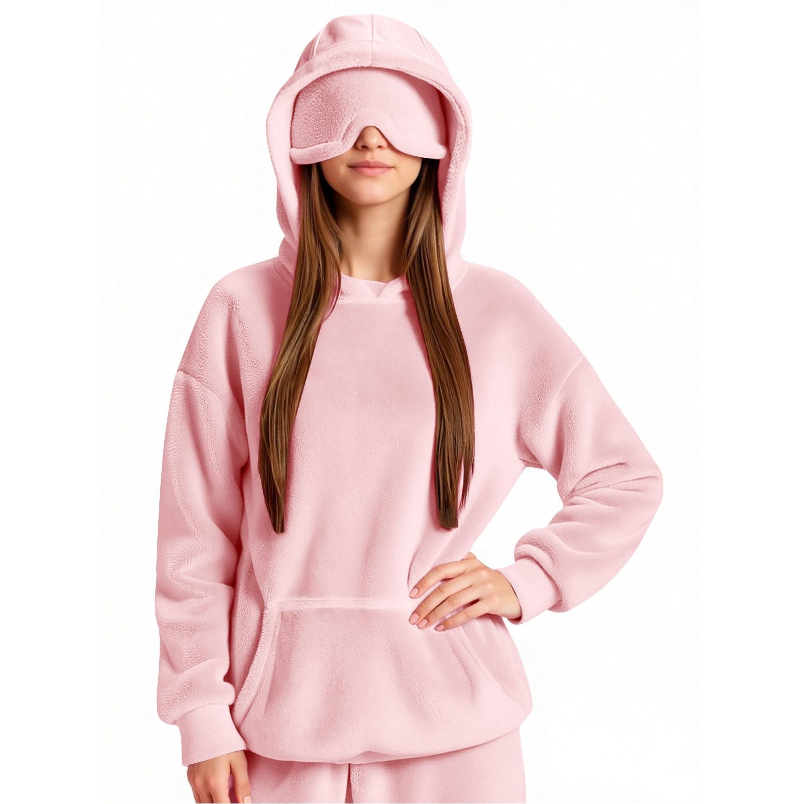 Женская удобная пушистая толстовка с капюшоном и длинными рукавами с маской для глаз S розовый
Женская удобная пушистая толстовка с капюшоном и длинными рукавами с маской для глаз S розовый