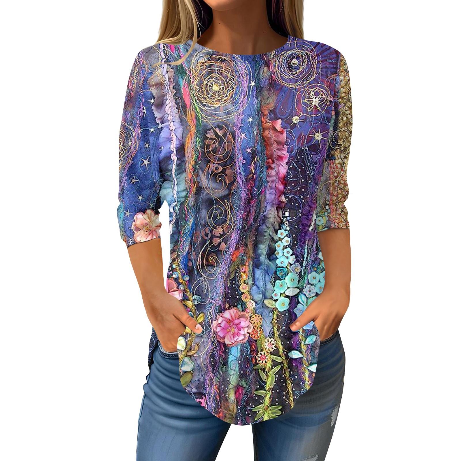Womens T Shirts 3/4 Sleeve Shirts Color Pullover Summer Spring Tops Blouses XXL фіолетовий
Womens T Shirts 3/4 Sleeve Shirts Color Pullover Summer Spring Tops Blouses XXL фіолетовий