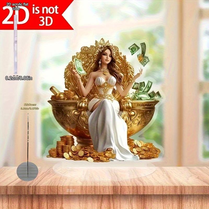 2D Flat Golden Fortune Goddess Acrylic Desktop Decoration, Coins & Money, Suitable for wall decoration, porch, room, villa, accents Home, Hallway, or 20*18CM
2D Flat Golden Fortune Goddess Acrylic Desktop Decoration, Coins & Money, Suitable for wall decoration, porch, room, villa, accents Home, Hallway, or 20*18CM