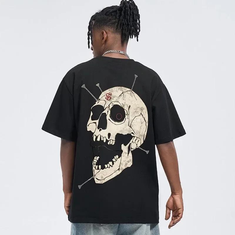 Summer New Skull Print T-shirt Loose Oversized Street Hip Hop Short Sleeved Streetwear 100 Cotton Men Women Tee Tops Clothing S чёрный
Summer New Skull Print T-shirt Loose Oversized Street Hip Hop Short Sleeved Streetwear 100 Cotton Men Women Tee Tops Clothing S чёрный