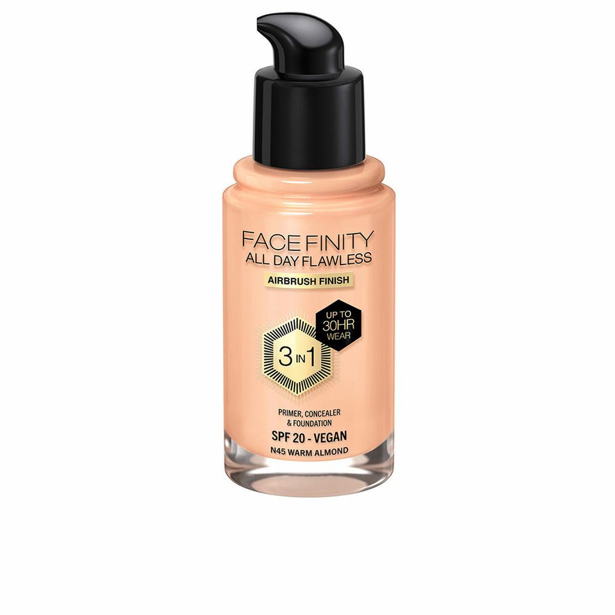 Max Factor Face Finity All Day Flawless Кремовая основа под макияж 3-в-1 Spf 20 Nº N45 Теплый миндаль 30 мл
Max Factor Face Finity All Day Flawless Кремовая основа под макияж 3-в-1 Spf 20 Nº N45 Теплый миндаль 30 мл