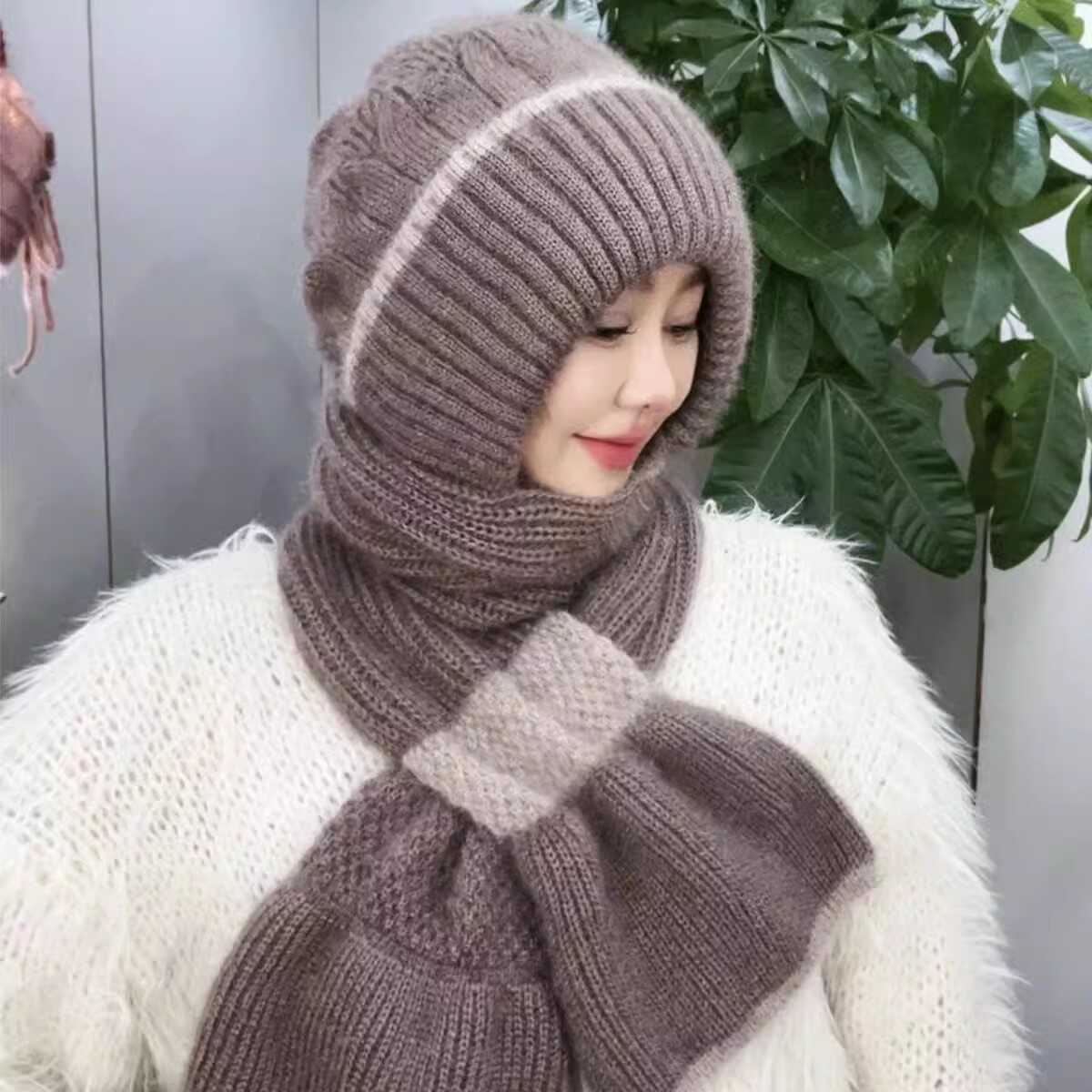 Fleece knitted snow hat women keep warm in winter mother cycling cold windproof hat middle-aged and elderly scarf integrated thickening M(56-58cm)
Fleece knitted snow hat women keep warm in winter mother cycling cold windproof hat middle-aged and elderly scarf integrated thickening M(56-58cm)