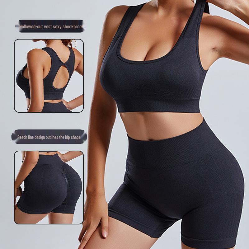 Seamless Knitted Yoga Suit Set with Hollow-Out Sexy Sports Bra for Women - Spring/Summer. Large
Seamless Knitted Yoga Suit Set with Hollow-Out Sexy Sports Bra for Women - Spring/Summer. Large