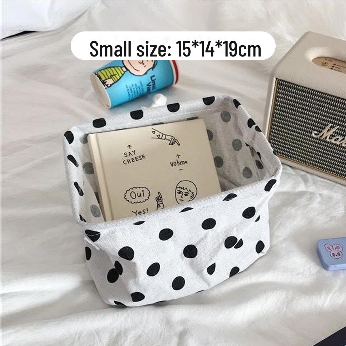 Водонепроницаемая корзина для хранения вещей из хлопка и льна в корейском стиле с узором в горошек