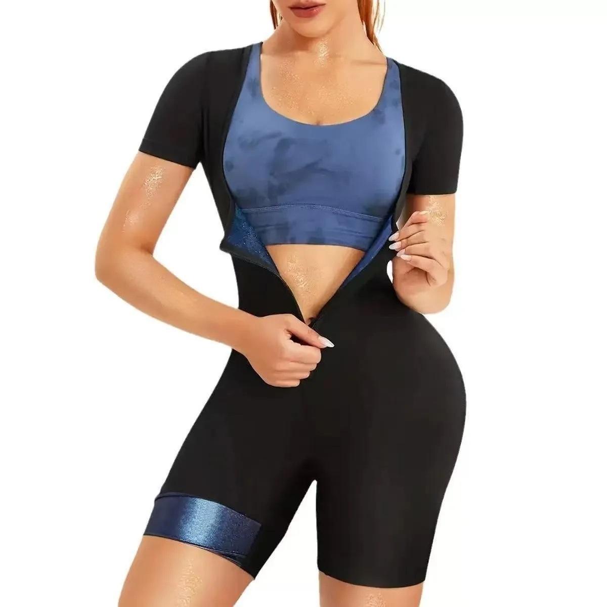 Fitness Ladies Short Sleeve Bodysuit Sauna Suit With Belt Abdomen Shaping Waist Slimming Clothing Sweat Absorbing Underwear L
Fitness Ladies Short Sleeve Bodysuit Sauna Suit With Belt Abdomen Shaping Waist Slimming Clothing Sweat Absorbing Underwear L