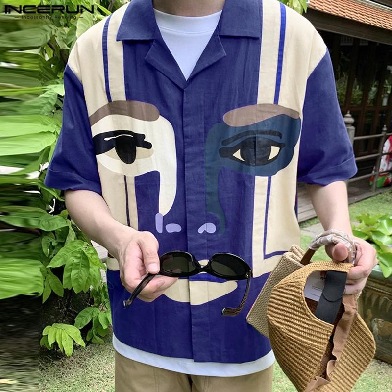 INCERUN Oversized Men Lapel Neck Short Sleeves Print Casual Loose Shirts 5XL темно-синього кольору
INCERUN Oversized Men Lapel Neck Short Sleeves Print Casual Loose Shirts 5XL темно-синього кольору