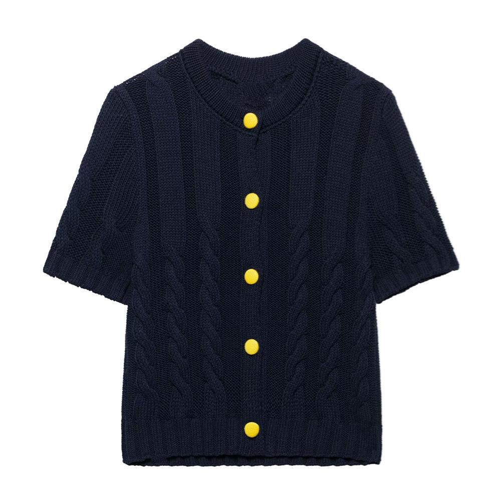 2025 Spring/Summer Women s Color-Block Button Casual Knit Cardigan – Short-Sleeve, Round-Neck Large
2025 Spring/Summer Women s Color-Block Button Casual Knit Cardigan – Short-Sleeve, Round-Neck Large