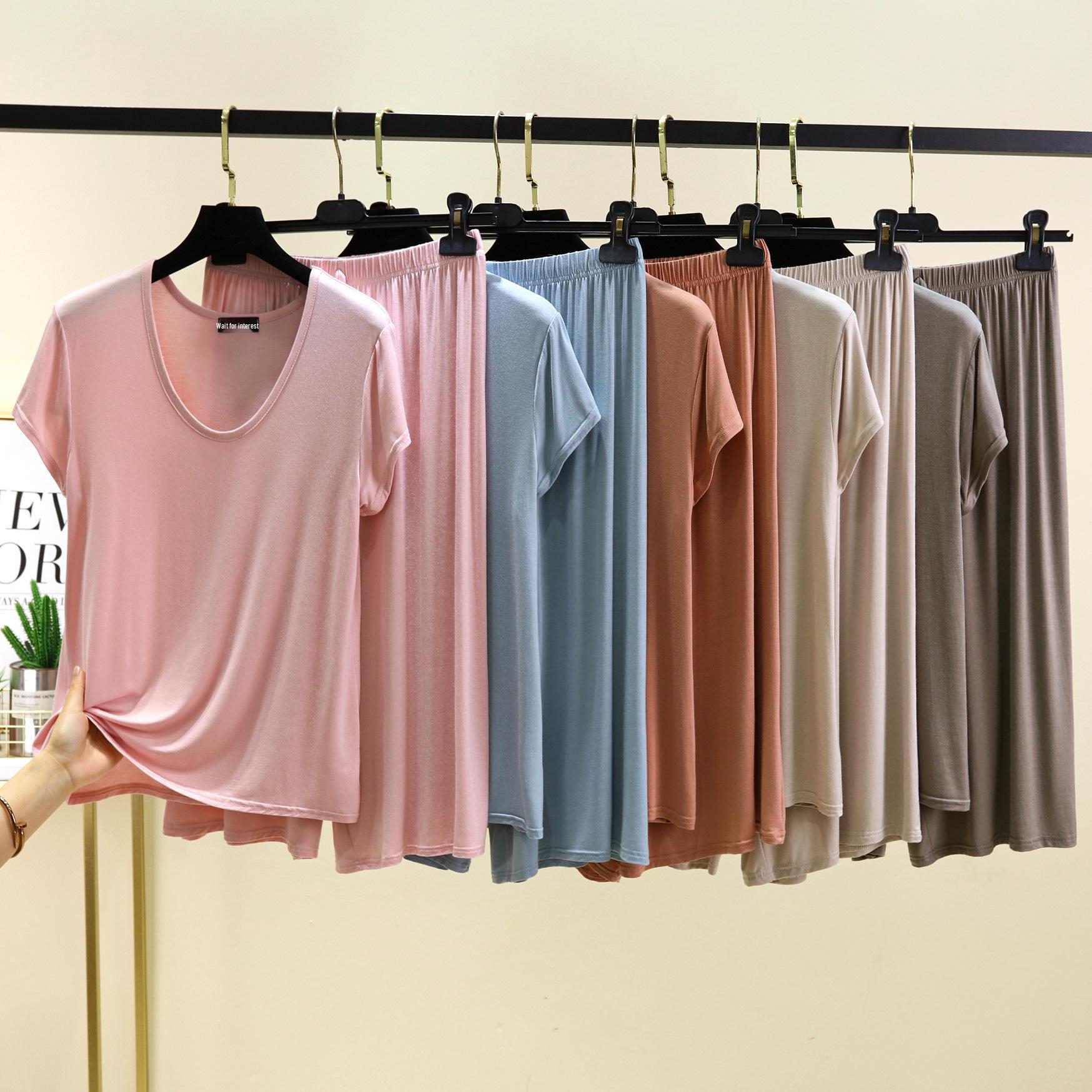 Women s Summer Casual Modal Two-Piece Set: Short Sleeve Top & Straight-Leg Pants M
Women s Summer Casual Modal Two-Piece Set: Short Sleeve Top & Straight-Leg Pants M