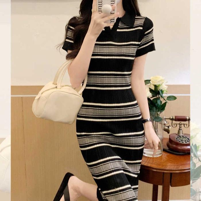 Elegant French Style Striped Polo Collar Knit Dress for Petite Women (2026) One Size чорний
Elegant French Style Striped Polo Collar Knit Dress for Petite Women (2026) One Size чорний