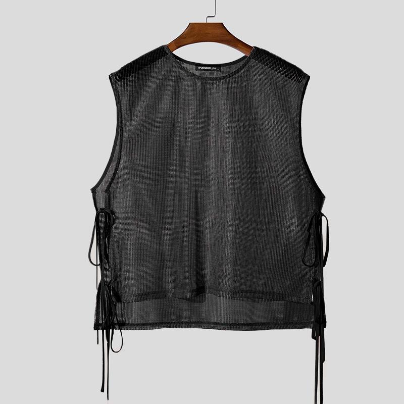 INCERUN Summer Men Sleeveless Mesh Sheer Hollow Out Side Lace-up Party High Low Tank Tops L чёрный
INCERUN Summer Men Sleeveless Mesh Sheer Hollow Out Side Lace-up Party High Low Tank Tops L чёрный