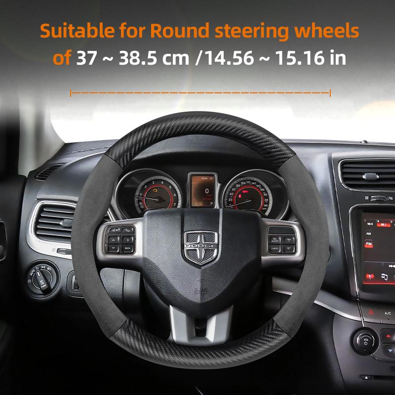 Suitable for Dodge Suede Matte Carbon Fiber Texture Steering Wheel Cover Suitable for Chenger Journey Charger Caliber Durango Ram 1500 Grand C
Suitable for Dodge Suede Matte Carbon Fiber Texture Steering Wheel Cover Suitable for Chenger Journey Charger Caliber Durango Ram 1500 Grand C
