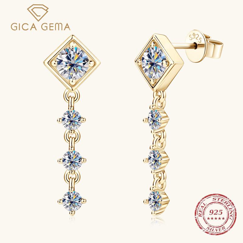 Gica Gema European And American Fashion Tassel Long Moismulberry Stone Earrings Small Square Micro Earrings Sterling Silver Earrings a pair білий
Gica Gema European And American Fashion Tassel Long Moismulberry Stone Earrings Small Square Micro Earrings Sterling Silver Earrings a pair білий