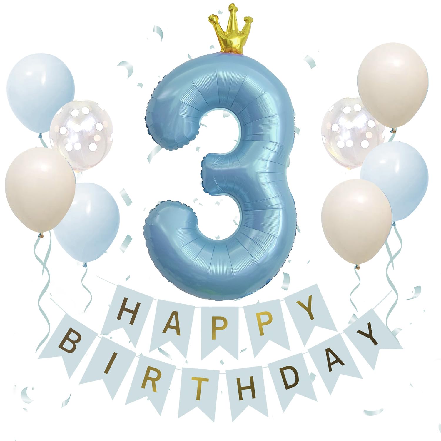 Iysoll 3rd Birthday Decoration Set 40-inch Large Number Balloon Crown Blue for 3 Years Old
Iysoll 3rd Birthday Decoration Set 40-inch Large Number Balloon Crown Blue for 3 Years Old