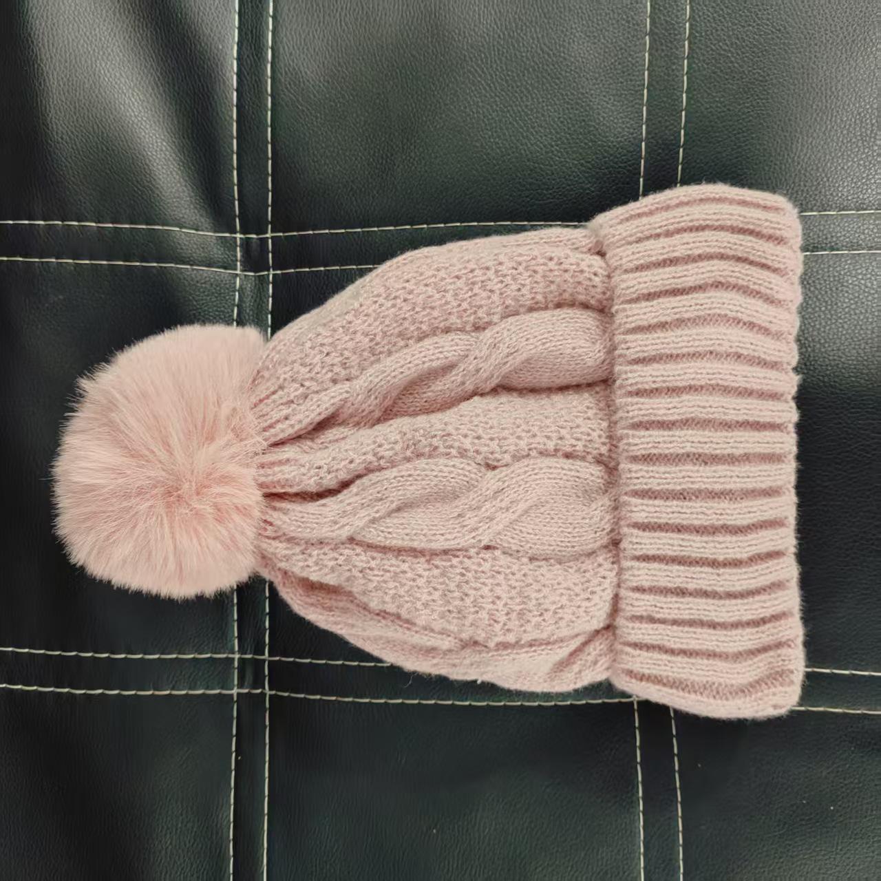 Детская зимняя шерстяная шапка: Широкие поля, Однотонный, Теплый, Плюс бархат, Европейский и американский стиль One Size