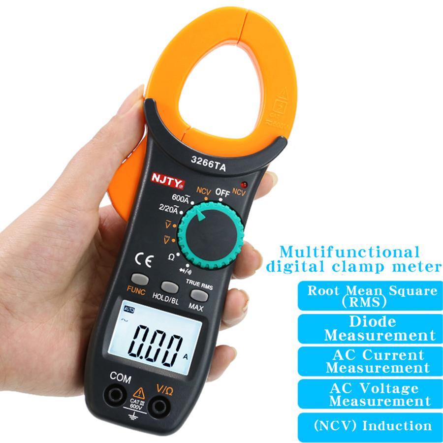 NJTY 3266TA Digital Clamp Meter Multimeter Clamp Ammeter 3266TD for Measuring Capacitance, Temperature, Diodes, Frequency, AC/DC
NJTY 3266TA Digital Clamp Meter Multimeter Clamp Ammeter 3266TD for Measuring Capacitance, Temperature, Diodes, Frequency, AC/DC