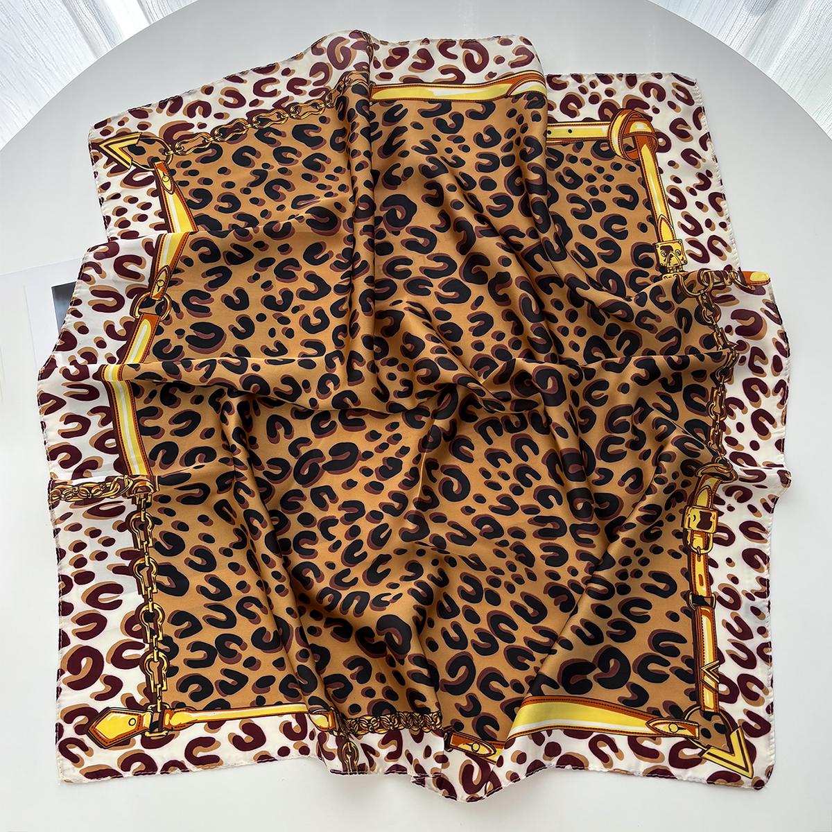 Luxury Square Silk Scarf For Women Leopard Print Shawl Warps Elegant Neckerchief Bandanas Hijab Soft Stain Scarf For Daily Wear
Luxury Square Silk Scarf For Women Leopard Print Shawl Warps Elegant Neckerchief Bandanas Hijab Soft Stain Scarf For Daily Wear