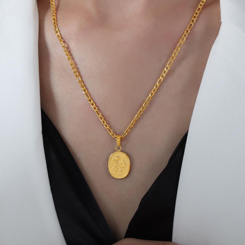 Овальное фирменное рельефное ожерелье с цветочным кулоном из титановой стали 18 карат Jinxi Empress Dowager, универсальные украшения для маленькой феи
Овальное фирменное рельефное ожерелье с цветочным кулоном из титановой стали 18 карат Jinxi Empress Dowager, универсальные украшения для маленькой феи