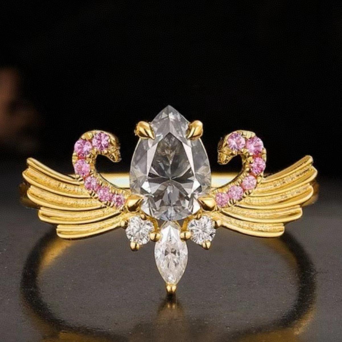 Роскошное нишевое модное креативное универсальное кольцо «Крыло ангела», Любовь Ангел Горячо продаваемое ювелирное изделие Кольцо-крыло No. 10