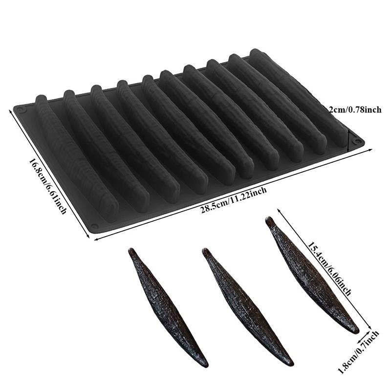 10-Cavity 3D Vanilla Pod Shape Silicone Mousse Mold Chocolate Mould Dessert Cake Baking Mold Home Kitchen Bakeware Baking Tools чорний
10-Cavity 3D Vanilla Pod Shape Silicone Mousse Mold Chocolate Mould Dessert Cake Baking Mold Home Kitchen Bakeware Baking Tools чорний