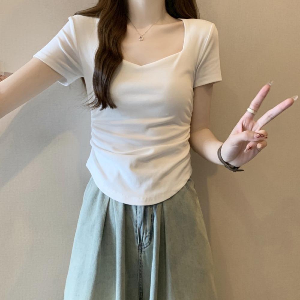 Футболка с короткими рукавами Корейская плиссированная однотонная короткая футболка Дышащие Y2K кроп-топы Лето XL белый
Футболка с короткими рукавами Корейская плиссированная однотонная короткая футболка Дышащие Y2K кроп-топы Лето XL белый