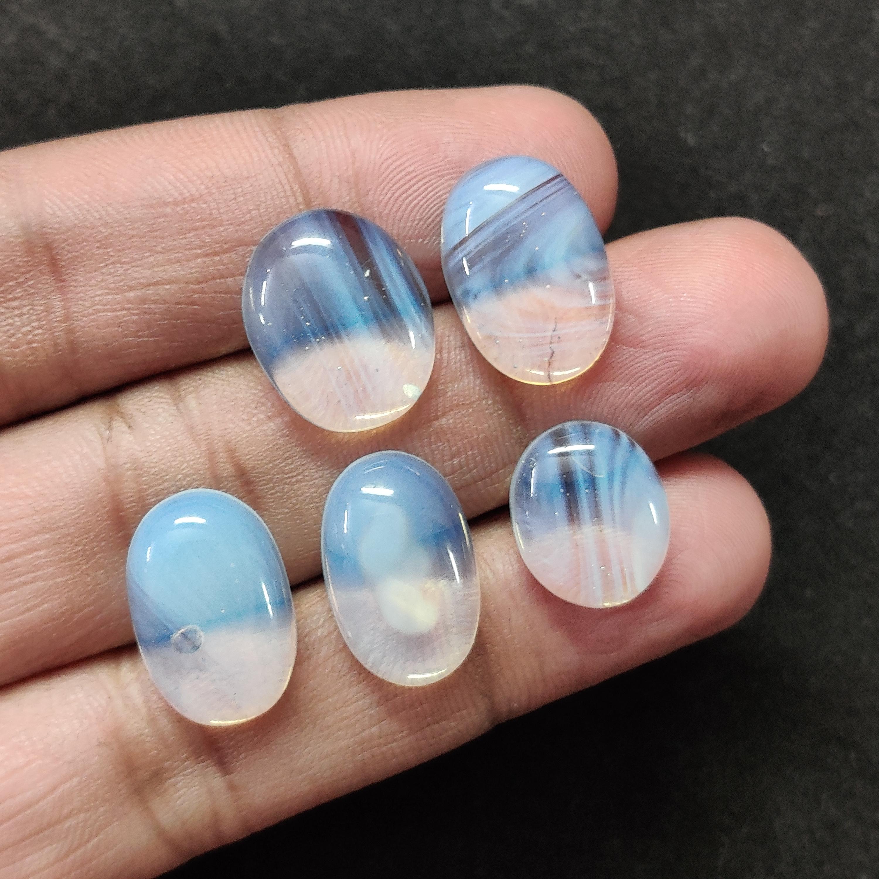 Natural Transparent Opalite Cabochon Gemstone, Loose Cabochon Gemstone, 51.60 Carat Lot, 14 to 18 MM Size Cabochon. 51.60 Crt 5 P 14 to 18 MM 
Natural Transparent Opalite Cabochon Gemstone, Loose Cabochon Gemstone, 51.60 Carat Lot, 14 to 18 MM Size Cabochon. 51.60 Crt 5 P 14 to 18 MM