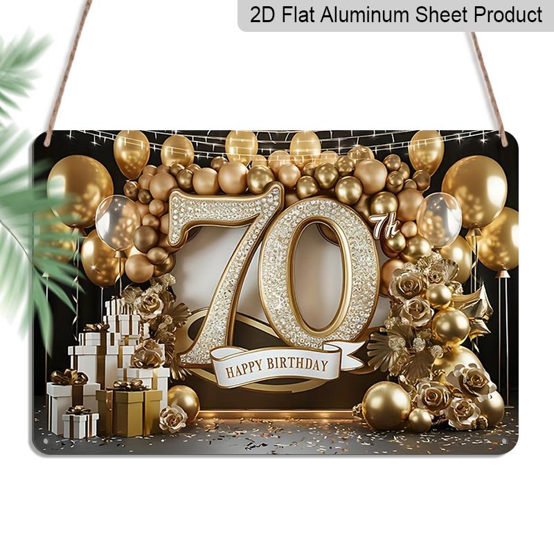 2D Flat, 1pc 70th Happy Birthday Gold Balloon Aluminium Plaque Sign 12x8 Inch - Black & Gold 70th Birthday Design, Metal Wall Decor for 70th 20*30cm
2D Flat, 1pc 70th Happy Birthday Gold Balloon Aluminium Plaque Sign 12x8 Inch - Black & Gold 70th Birthday Design, Metal Wall Decor for 70th 20*30cm