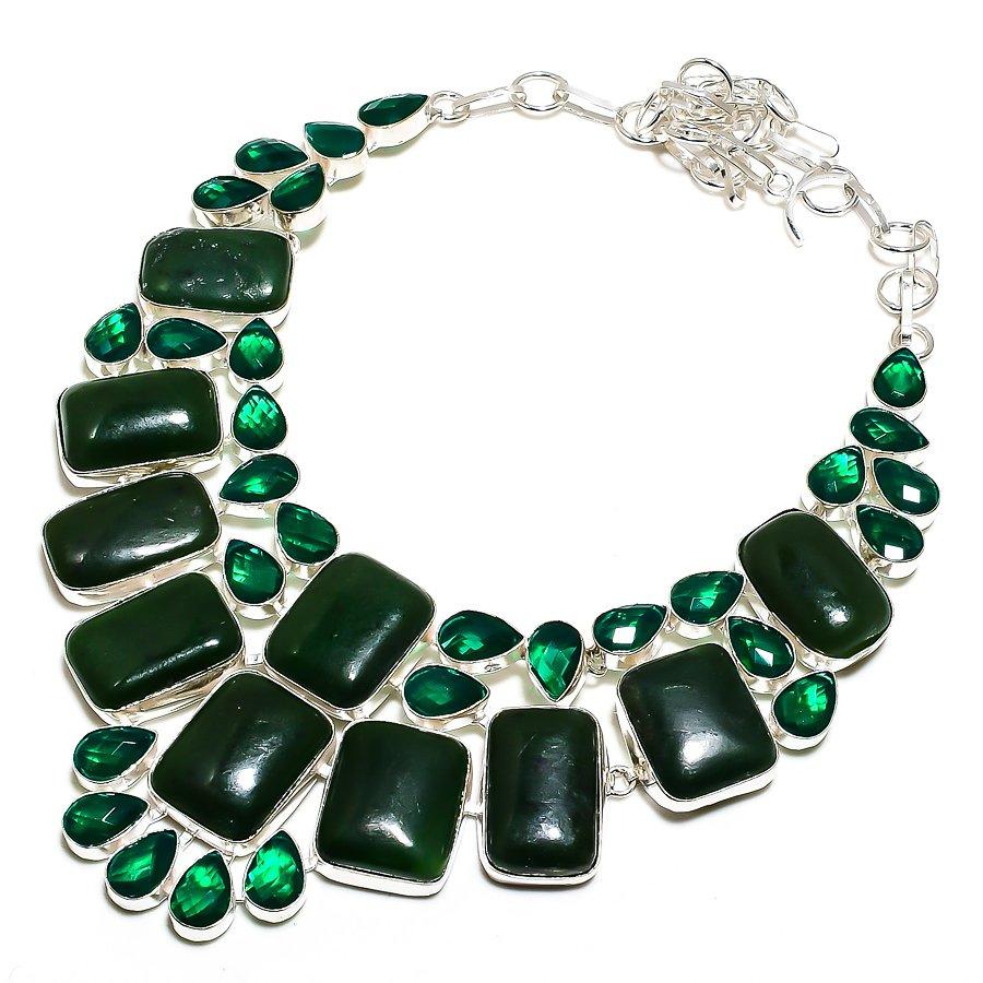 Green Onyx, Diopside Gemstone 925 Sterling Silver Jewelry Necklace 18 SU-9818
Green Onyx, Diopside Gemstone 925 Sterling Silver Jewelry Necklace 18 SU-9818