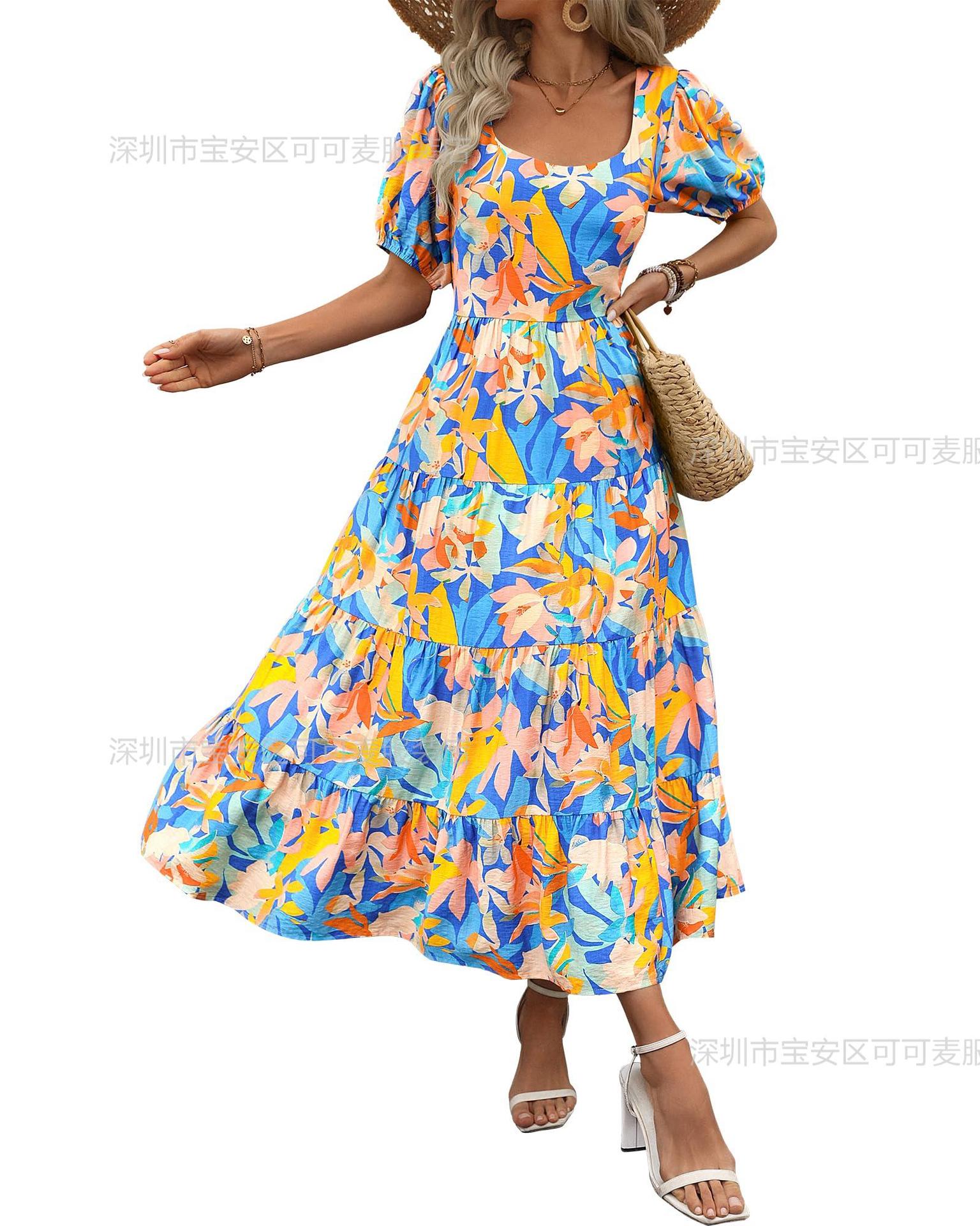 2 New bubble sleeve pleated backless printed high waist short sleeve dress women XXL
2 New bubble sleeve pleated backless printed high waist short sleeve dress women XXL