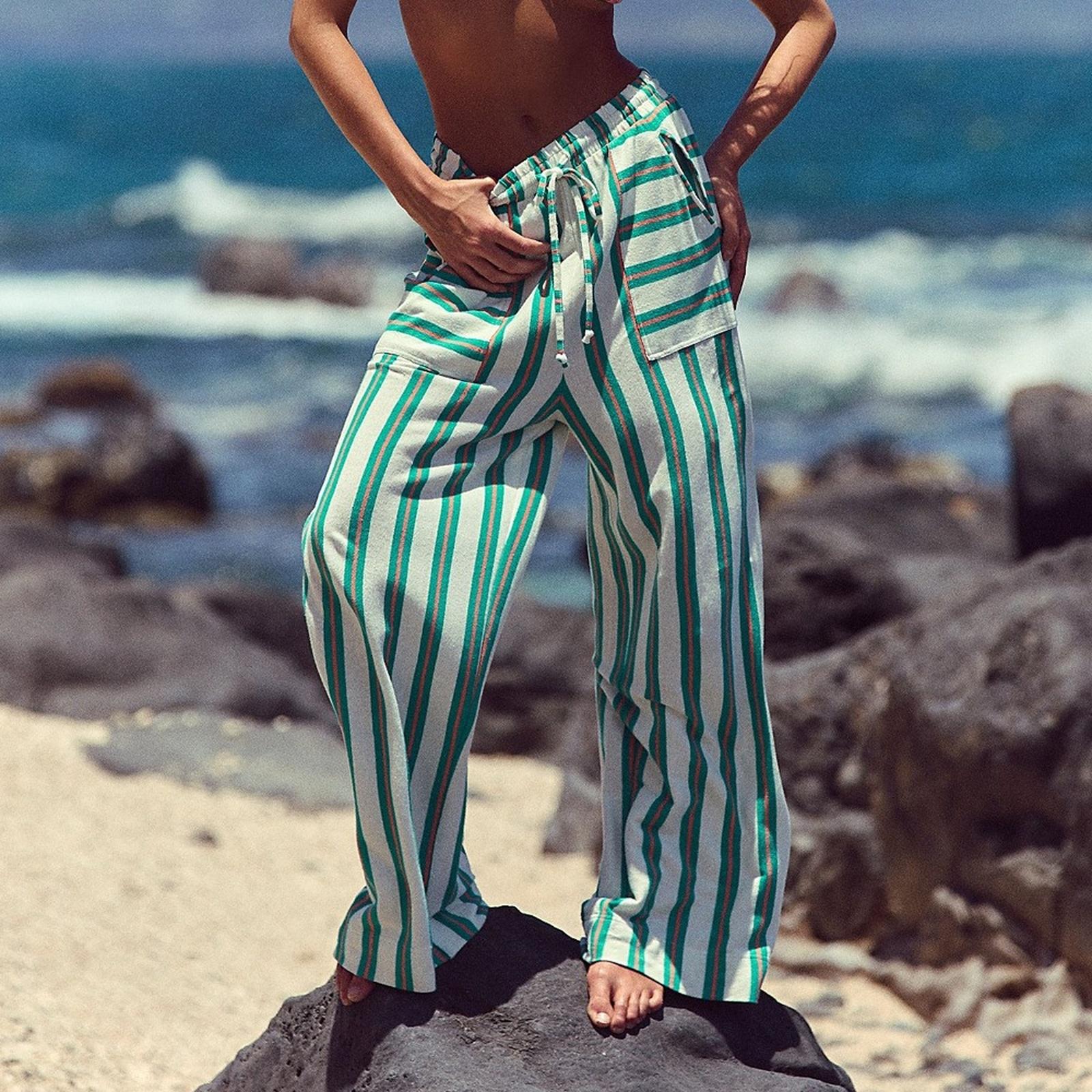 Women High Waist Striped Wide Leg Pants Drawstring Loose Fit Trousers with Large Pockets Beach Casual Straight Leg Long Pants S зелений
Women High Waist Striped Wide Leg Pants Drawstring Loose Fit Trousers with Large Pockets Beach Casual Straight Leg Long Pants S зелений