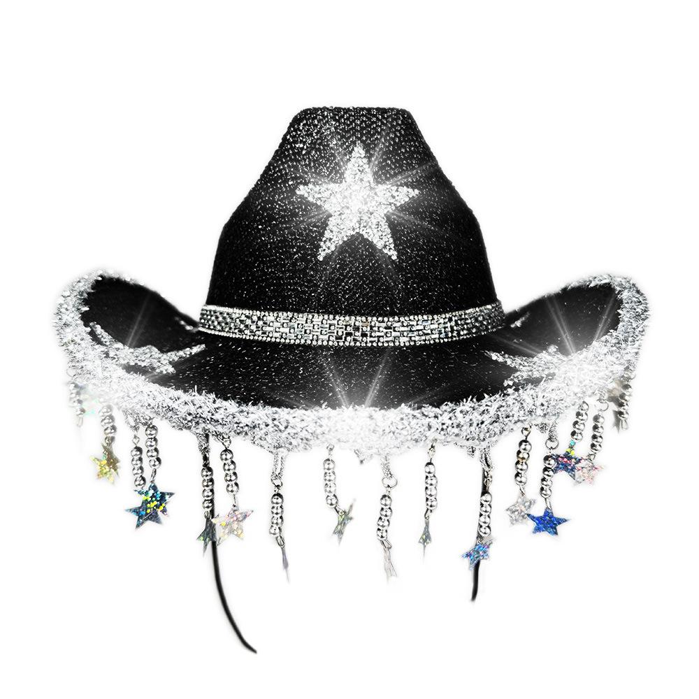 Western Cowboy Hat Silver Star Tassel Hat Star Party Hat Western For Disco Night Party Concert чорний
Western Cowboy Hat Silver Star Tassel Hat Star Party Hat Western For Disco Night Party Concert чорний