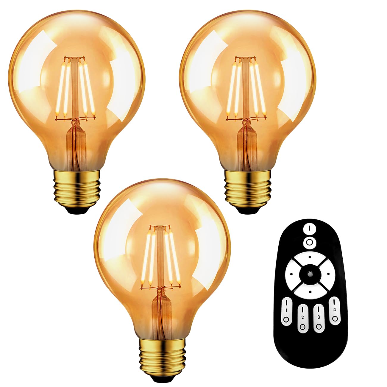 UEWIT Chandelier Bulbs, LED Bulbs, Set of 3, E26 Base, G80, 720lm, 6W Power Consumption (60W Equivalent), Remote Control, Stepless Dimming, Filament
UEWIT Chandelier Bulbs, LED Bulbs, Set of 3, E26 Base, G80, 720lm, 6W Power Consumption (60W Equivalent), Remote Control, Stepless Dimming, Filament