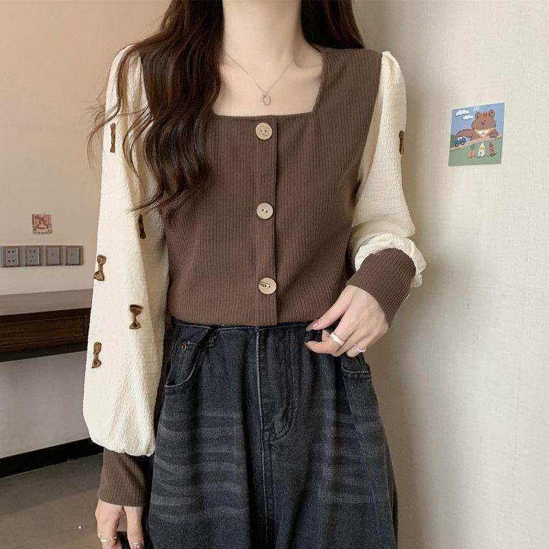 Plus Size Women s Stylish French Square Neck Long Sleeve Top with Bowknot Patchwork L кавовий
Plus Size Women s Stylish French Square Neck Long Sleeve Top with Bowknot Patchwork L кавовий
