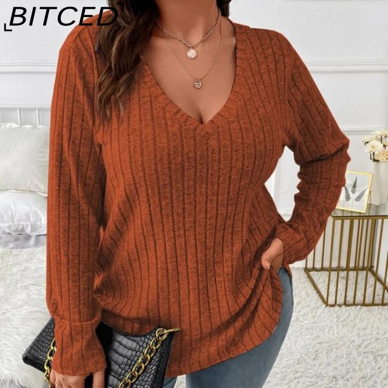 BITCED Autumn and Winter Solid Colour Plus Size Women s Tops V-neck Long-sleeved Pit-stripe Abrasion T-shirt Loose Pullover XXXXXL brick червоний колір
BITCED Autumn and Winter Solid Colour Plus Size Women s Tops V-neck Long-sleeved Pit-stripe Abrasion T-shirt Loose Pullover XXXXXL brick червоний колір