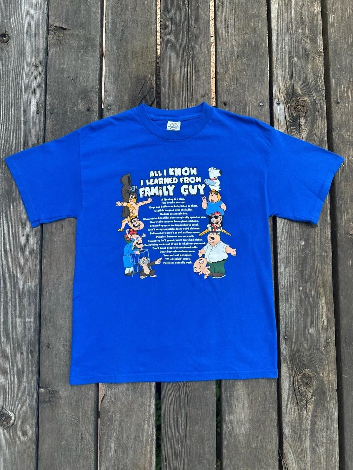 Family Guy “All I Know I Learned From Family Guy” T Shirt Men’s Medium Blue Vtg L
Family Guy “All I Know I Learned From Family Guy” T Shirt Men’s Medium Blue Vtg L