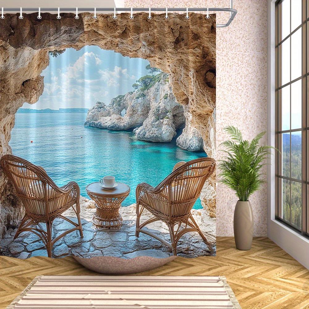 1Pc Coastal Cave View Shower Curtain - Lush Forest & Waterfall Digital Art, Machine Washable, All-Season, Unlined W60H190(CM)-1 Pcs
1Pc Coastal Cave View Shower Curtain - Lush Forest & Waterfall Digital Art, Machine Washable, All-Season, Unlined W60H190(CM)-1 Pcs