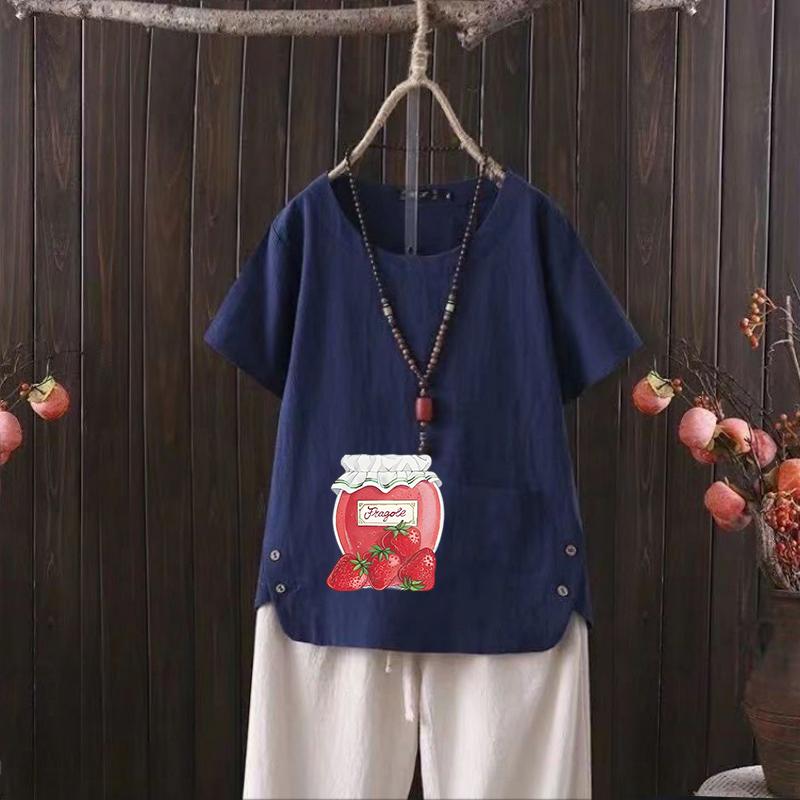 Летняя новинка 2025 года, женская футболка из хлопка и конопли с V-образным вырезом и мультяшным принтом в виде банки - Легкая и модная 4XL темно-синий
Летняя новинка 2025 года, женская футболка из хлопка и конопли с V-образным вырезом и мультяшным принтом в виде банки - Легкая и модная 4XL темно-синий