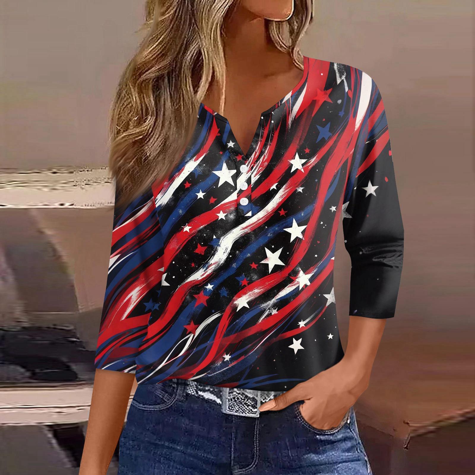 Women s T Shirt Independence Day Print Button 3/4 Sleeve Daily Weekend Fashion Basic V- Neck Regular Top L чёрный
Women s T Shirt Independence Day Print Button 3/4 Sleeve Daily Weekend Fashion Basic V- Neck Regular Top L чёрный