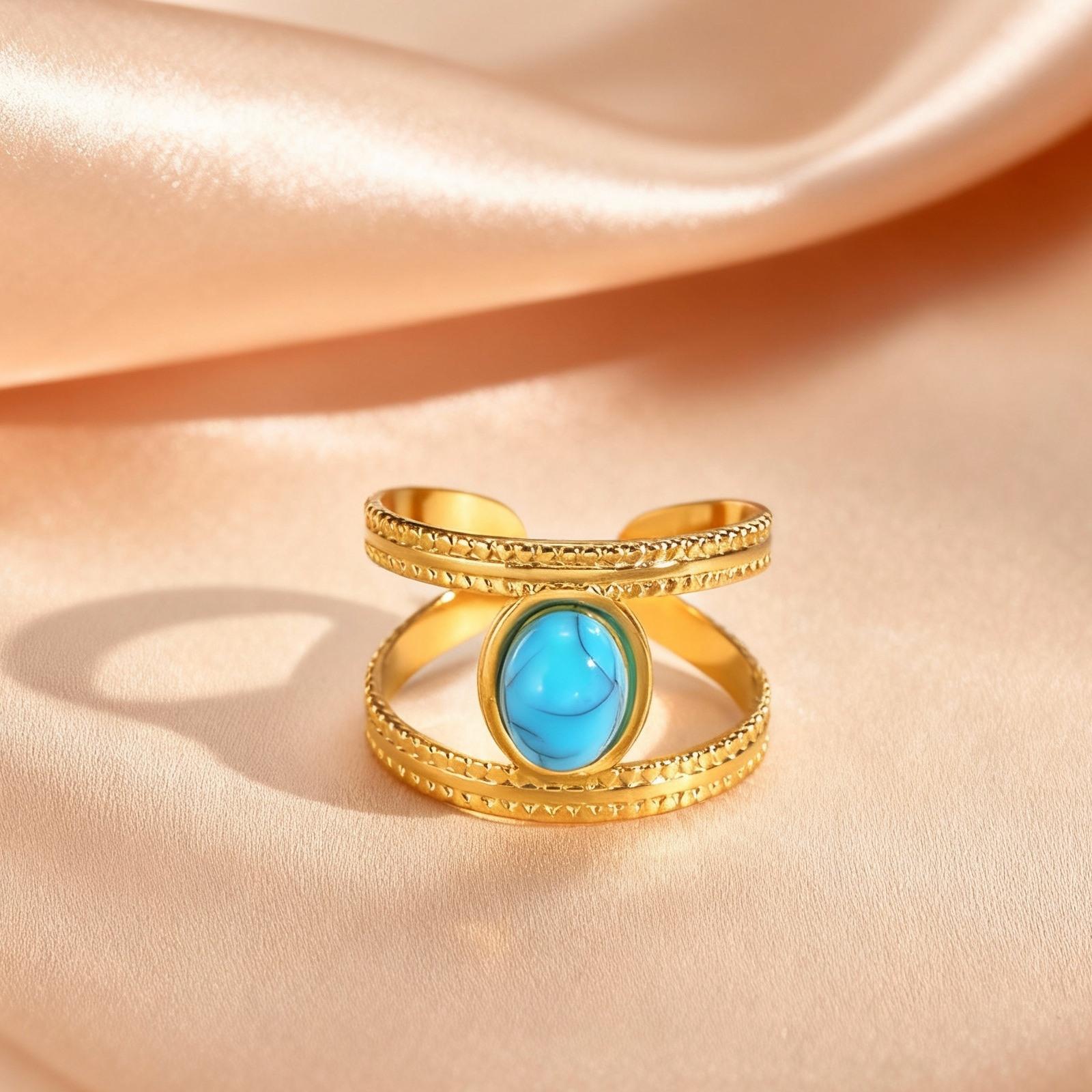 Fashion Stainless Steel Double Layered Open Rings for Women Inlaid Natural Stone Gold Plated Ring Bohemian Style Jewelry Gifts
Fashion Stainless Steel Double Layered Open Rings for Women Inlaid Natural Stone Gold Plated Ring Bohemian Style Jewelry Gifts