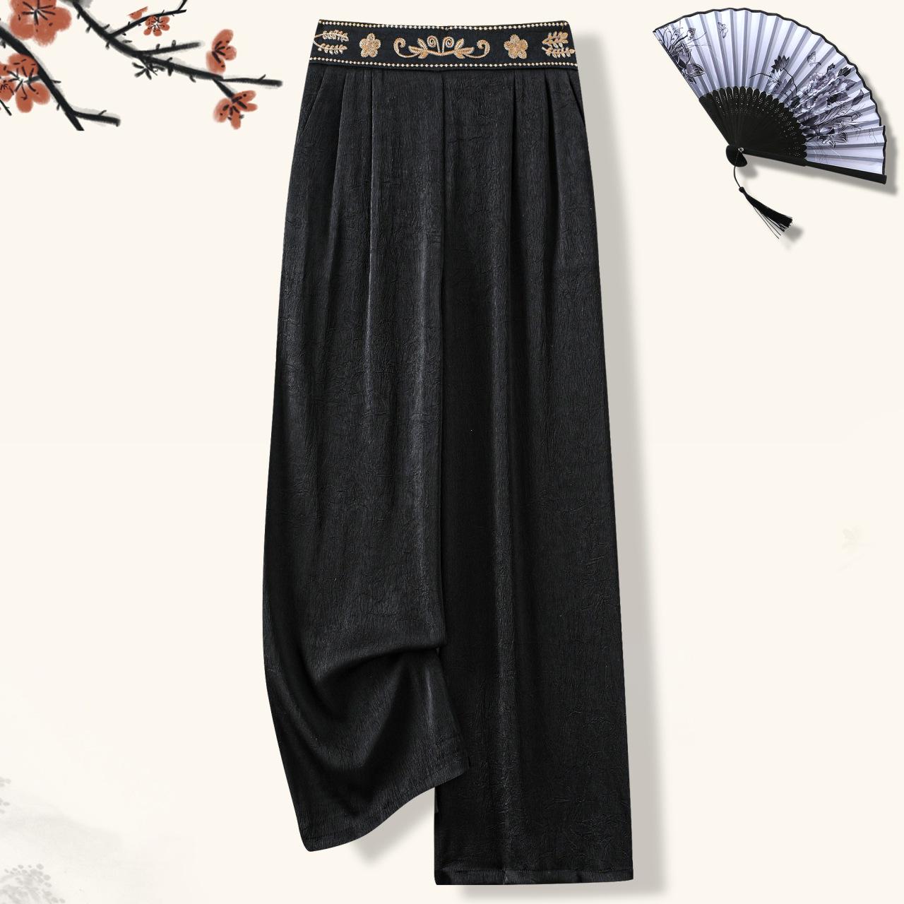 Chinese National Style Casual Embroidered Straight-Leg Pants with Elastic Waist - Slimming, Retro Design 2XL for 110-125 kg чорний
Chinese National Style Casual Embroidered Straight-Leg Pants with Elastic Waist - Slimming, Retro Design 2XL for 110-125 kg чорний