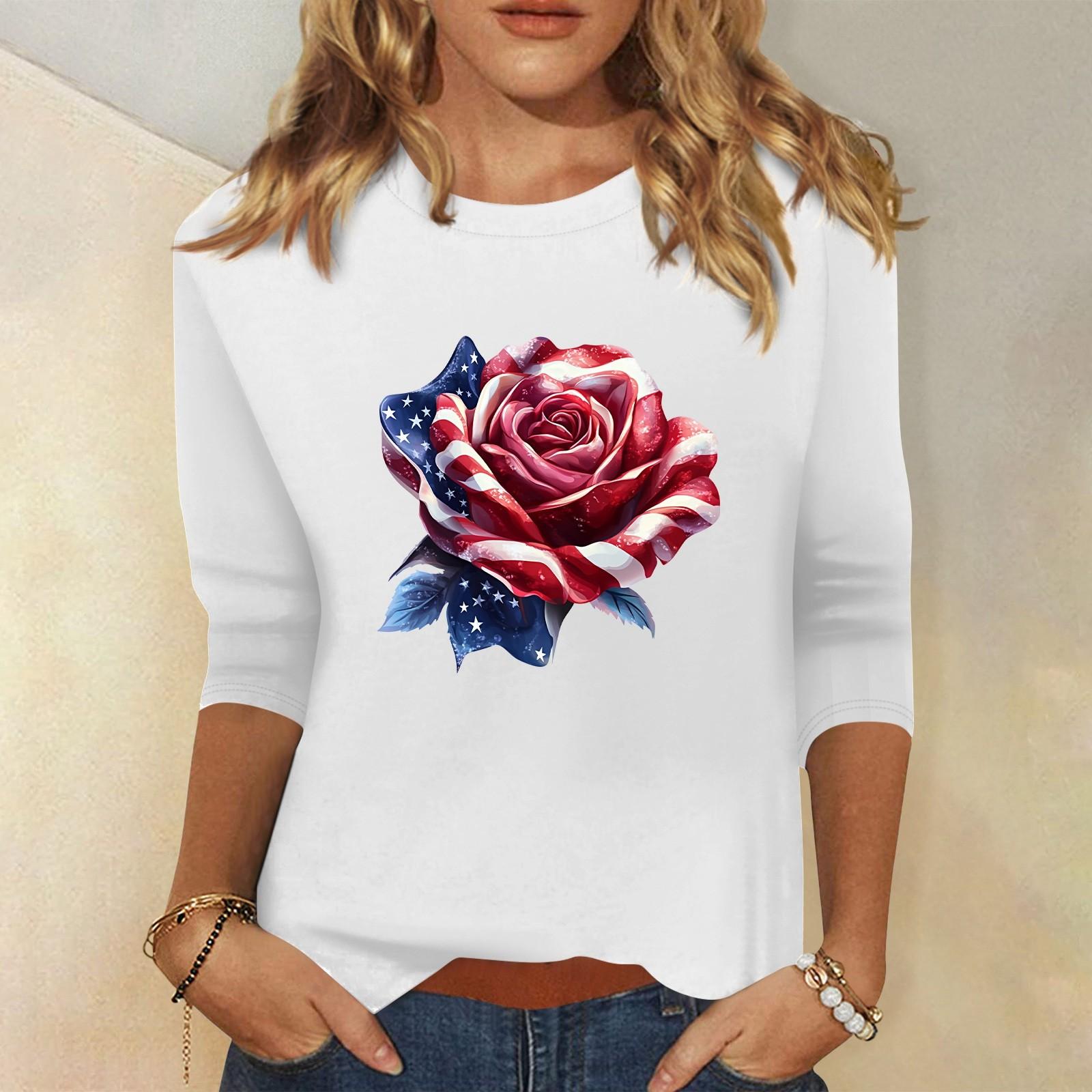 Women s Fashion Casual Round Neck 3/4 Sleeve Loose Independence Day Printed T-Shirt Ladies Top XL білий
Women s Fashion Casual Round Neck 3/4 Sleeve Loose Independence Day Printed T-Shirt Ladies Top XL білий