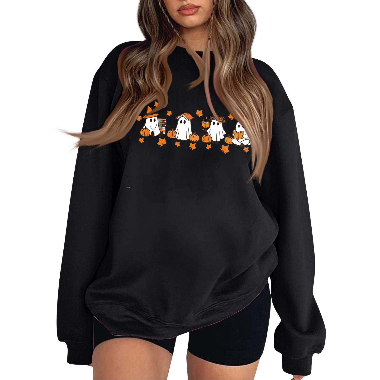 Жіночий модний худі з круглим вирізом та довгим рукавом на Хелловін з маленьким принтом L чорний
Жіночий модний худі з круглим вирізом та довгим рукавом на Хелловін з маленьким принтом L чорний