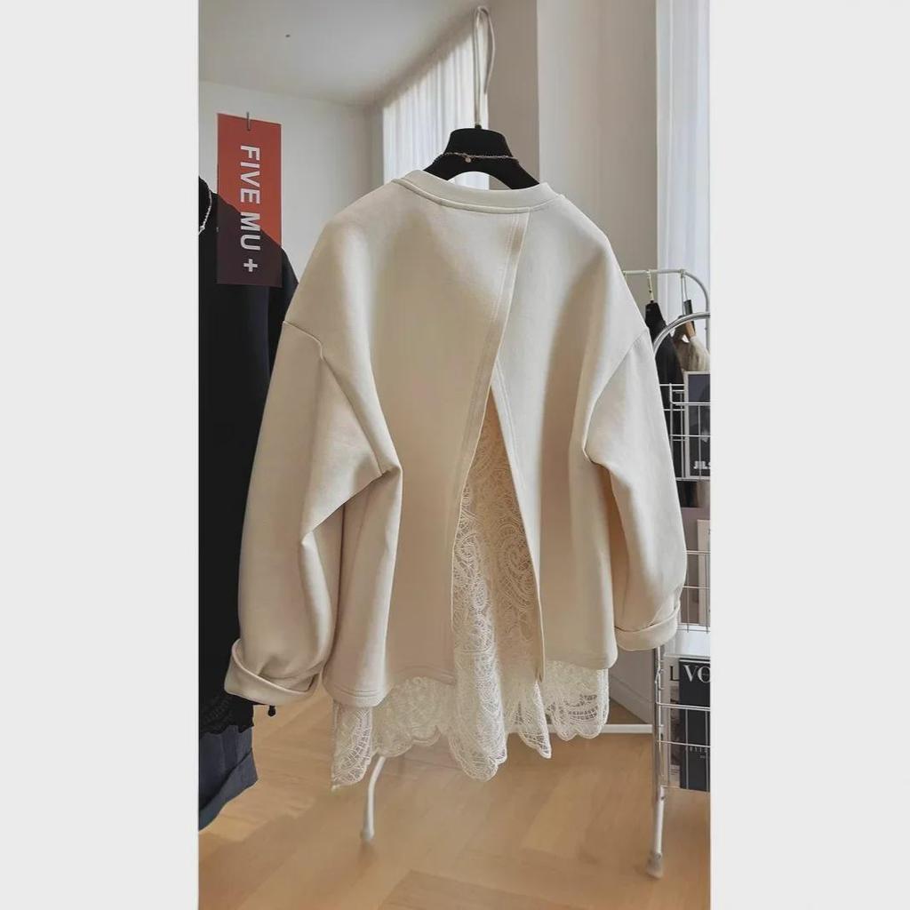 2026 Women s Lace Spliced Two-Piece Look Pullover Sweatshirt, Round Neck, Loose Fit for Spring and Autumn S білий
2026 Women s Lace Spliced Two-Piece Look Pullover Sweatshirt, Round Neck, Loose Fit for Spring and Autumn S білий