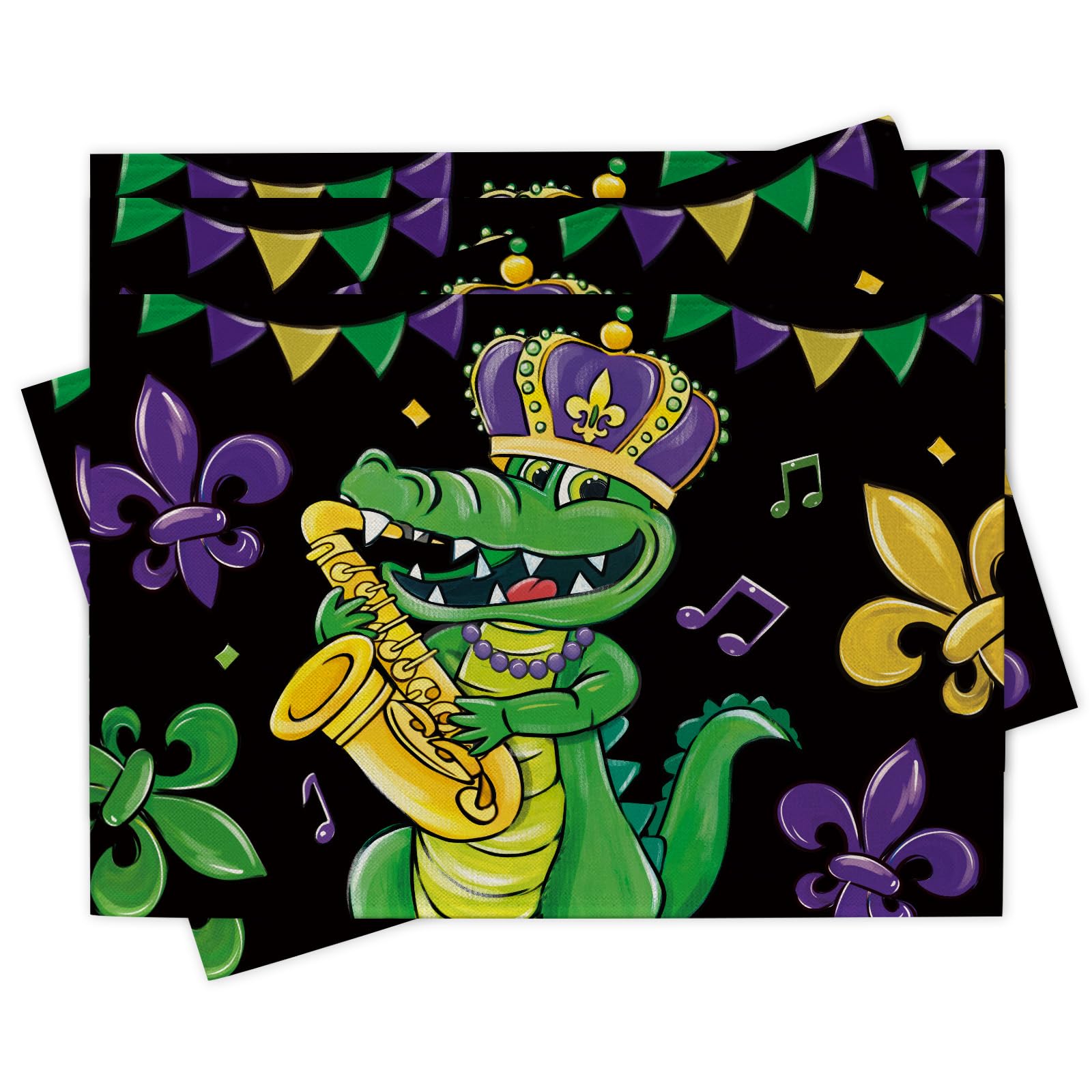 Mardi Gras Alligator Placemats Set of 4, Fleur De Lis Trumpet New Orleans Carnival Dining Place Mats Table Decor 4Pcs-12 X18
Mardi Gras Alligator Placemats Set of 4, Fleur De Lis Trumpet New Orleans Carnival Dining Place Mats Table Decor 4Pcs-12 X18