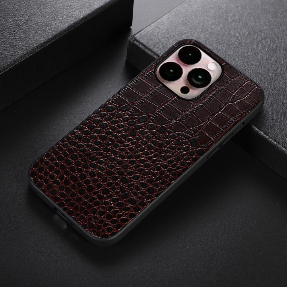 For iPhone 14 Pro Max 6.7 inch Hybrid Slim Case Crocodile Texture Phone Cover Genuine Cowhide Leather Coated Mobile Phone Protective Shell Brown
For iPhone 14 Pro Max 6.7 inch Hybrid Slim Case Crocodile Texture Phone Cover Genuine Cowhide Leather Coated Mobile Phone Protective Shell Brown
