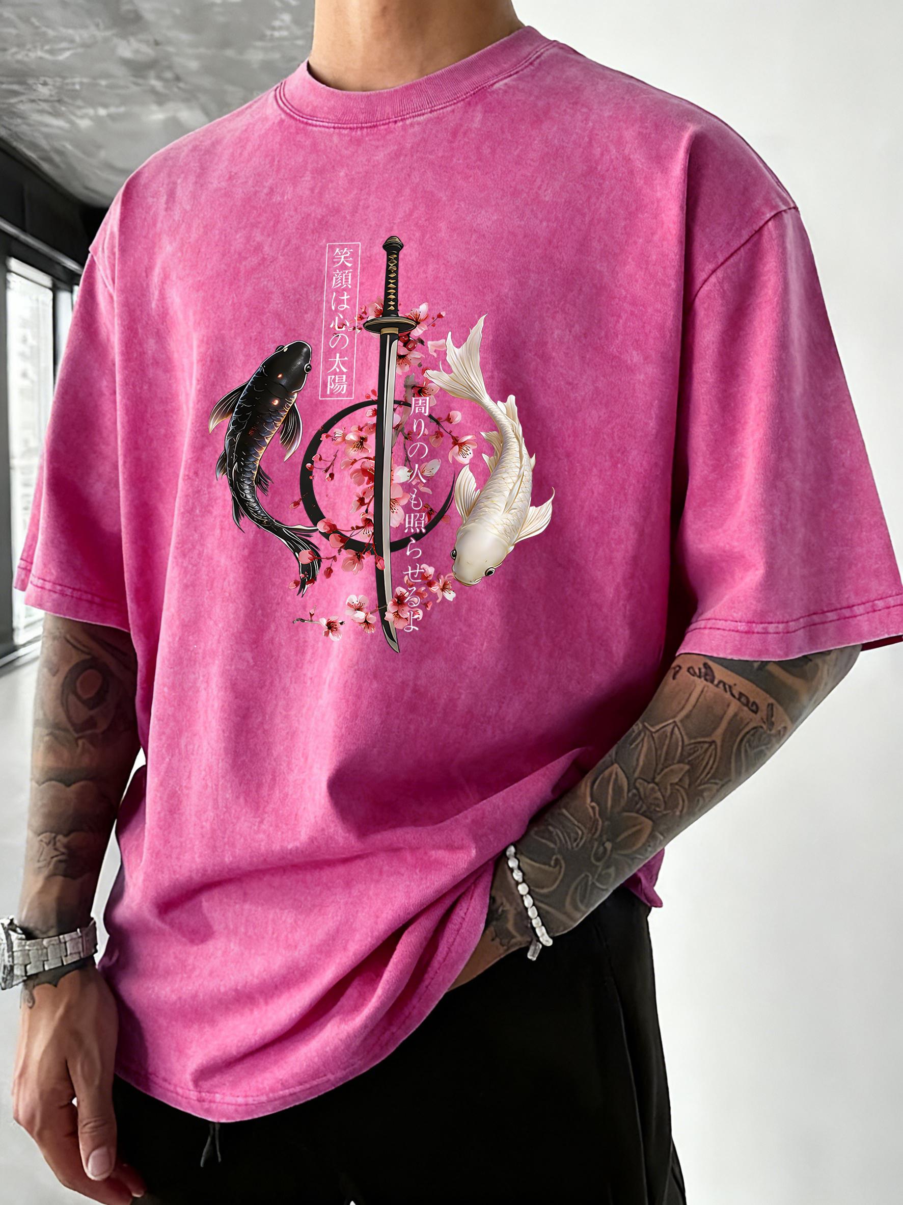 Japanese Cherry Blossom Sword Koi Print Washed TShirt Men Trendy Cotton Sportswear Crewneck Casual T Shirts Loose Clothing S
Japanese Cherry Blossom Sword Koi Print Washed TShirt Men Trendy Cotton Sportswear Crewneck Casual T Shirts Loose Clothing S