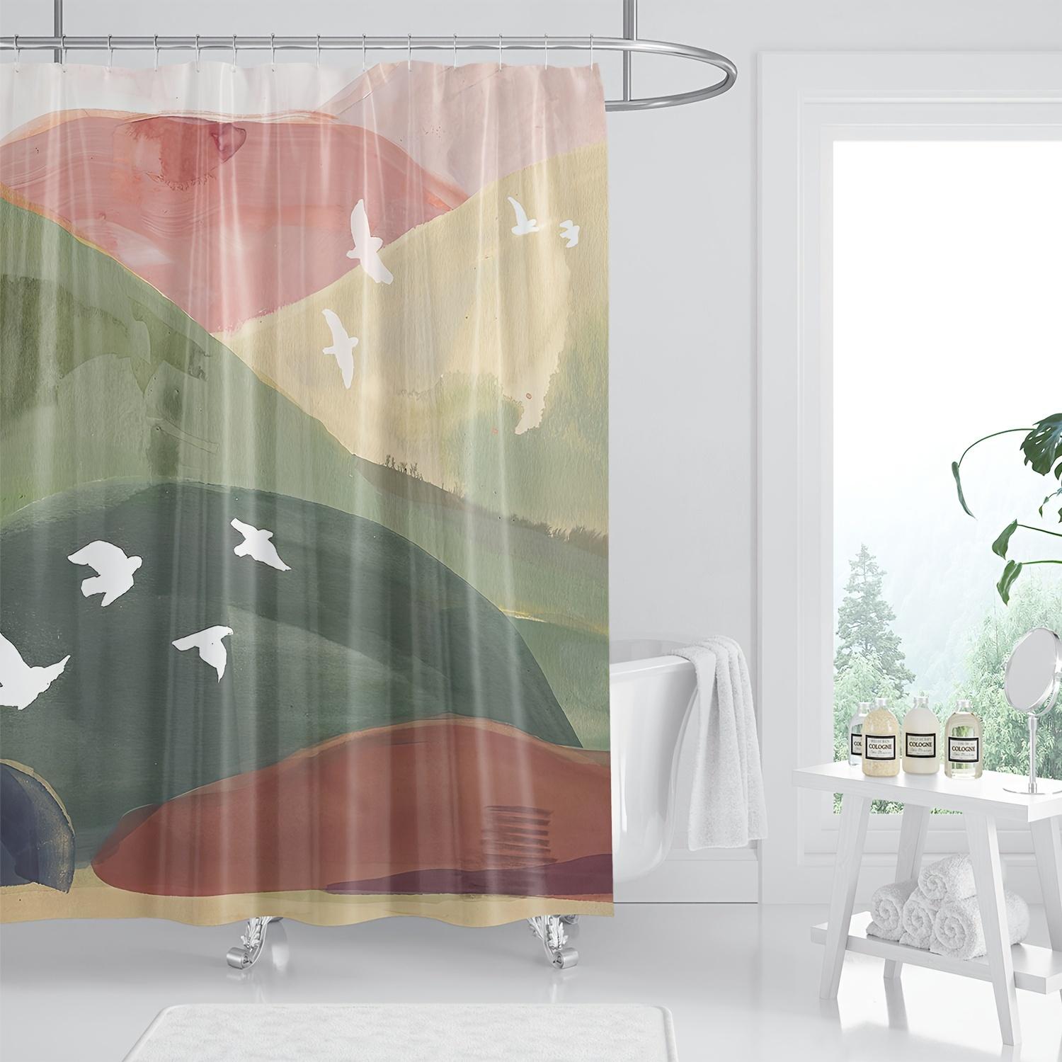 1Pc Vibrant Landscape Shower Curtain - Modern Polyester, Hand-Drawn Design With Rolling Hills, Birds, And Sunset - Machine Washa W60H190(CM)-1 Pcs
1Pc Vibrant Landscape Shower Curtain - Modern Polyester, Hand-Drawn Design With Rolling Hills, Birds, And Sunset - Machine Washa W60H190(CM)-1 Pcs