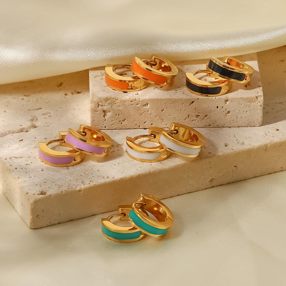 INS European & American Style Titanium Steel 18K Gold Colorful Geometric Circle Earrings
INS European & American Style Titanium Steel 18K Gold Colorful Geometric Circle Earrings