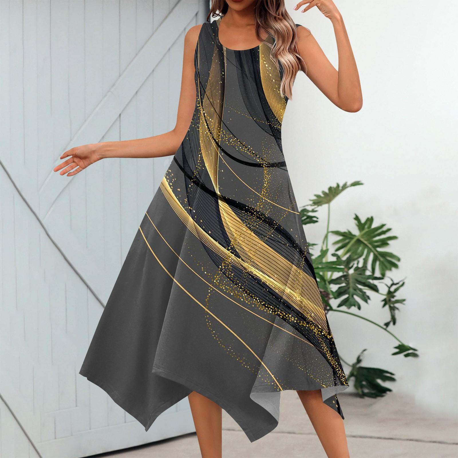 Женское повседневное модное платье миди без рукавов с круглым вырезом и нерегулярным подолом L золотой
Женское повседневное модное платье миди без рукавов с круглым вырезом и нерегулярным подолом L золотой