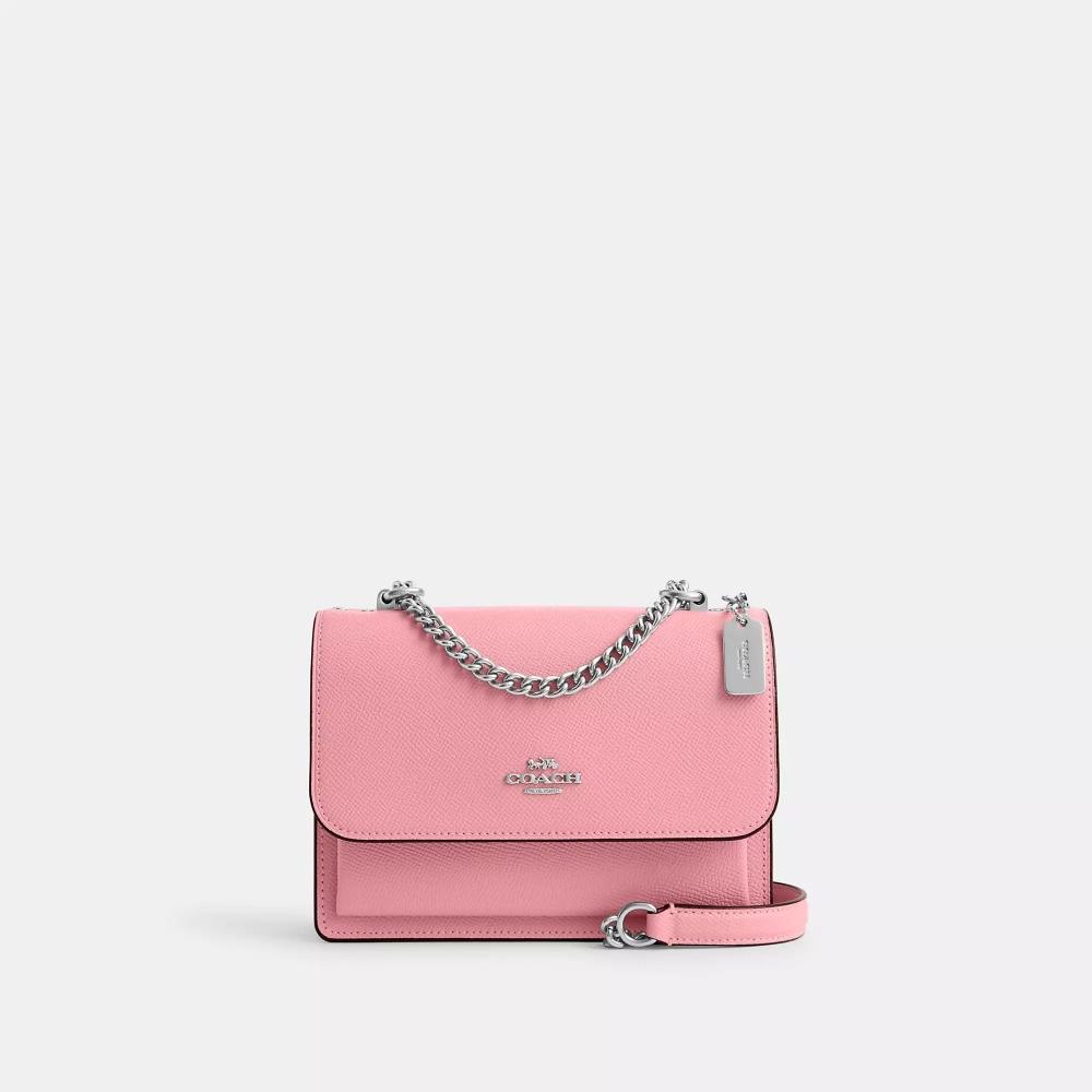 Сумка через плечо Coach Mini Klare, серебристый цветок, розовый